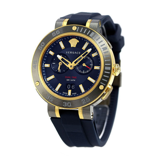 Versace V Extreme Chronograph Blue & Gold Tone Dial Blue Rubber Strap Watch for Men - VCN010017 Buy Now By Versace