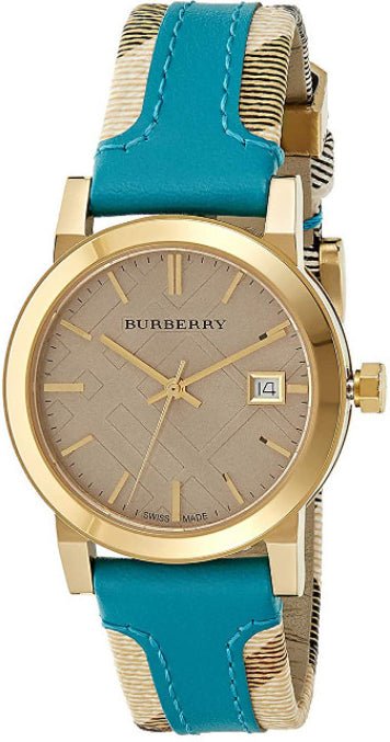 Burberry Heritage Gold Dial Blue Leather Strap Watch for Women - BU9112 Buy Now By Burberry