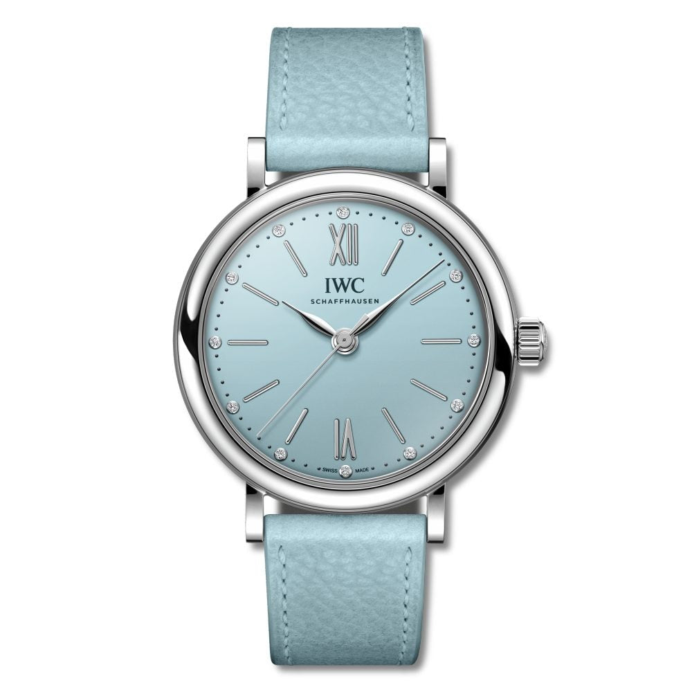IWC Portofino Automatic Blue Dial Blue Leather Strap Watch for Women - IW357416 Buy Now By IWC