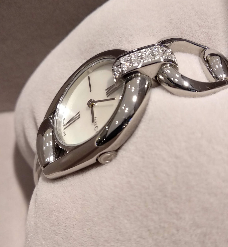 Gucci Horsebit Collection Diamonds Mother of Pearl White Dial Silver Steel Strap Watch For Women - YA139504 Buy Now By Gucci