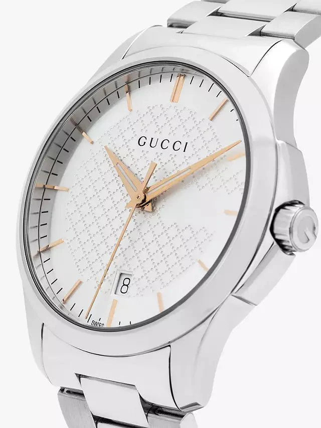 Gucci G Timeless Silver Dial Silver Steel Strap Unisex Watch - YA126442 Buy Now By Gucci