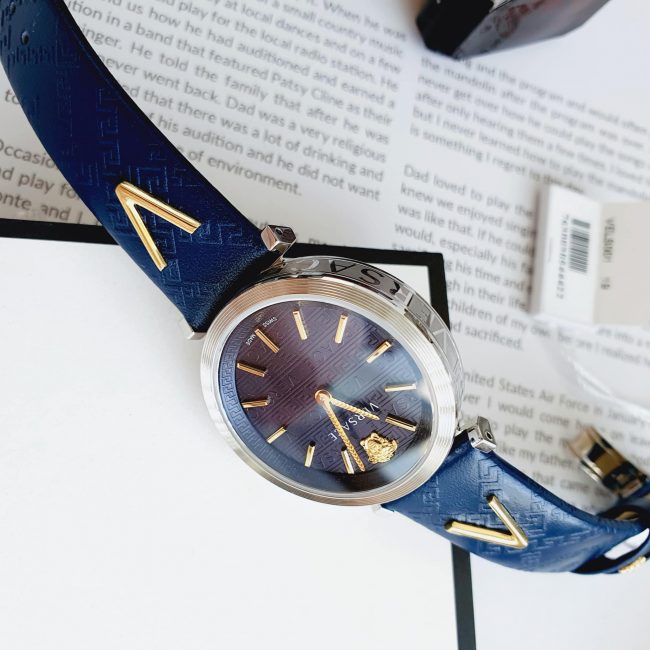 Versace V-Twist Quartz Blue Dial Blue Leather Strap Watch for Women - VELS00119 Buy Now By Versace