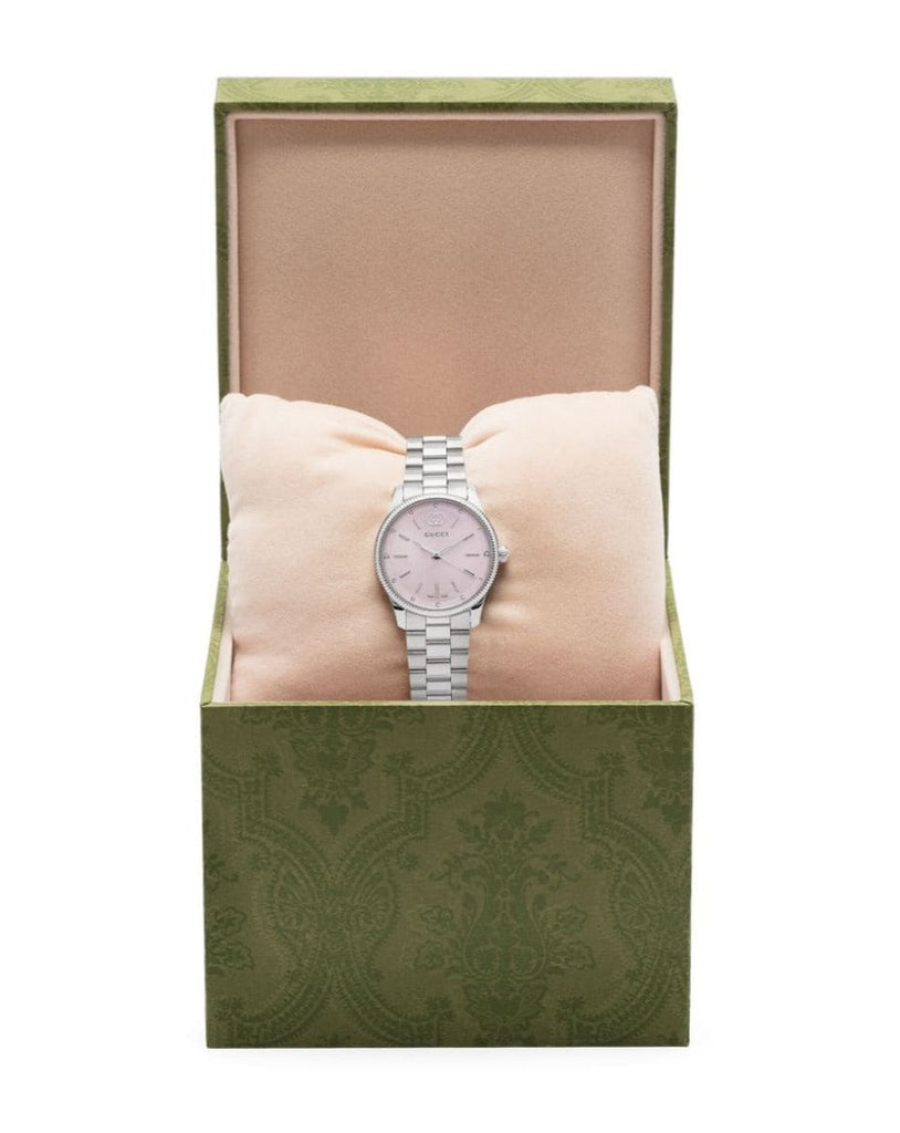 Gucci G Timeless Quartz Pink Dial Silver Steel Strap Watch for Women - YA1265061 Buy Now By Gucci