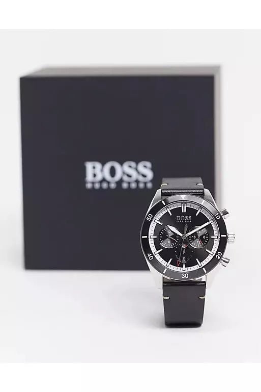 Hugo Boss Chronograph Black Dial Black Leather Strap Watch for Men - 1513864 Buy Now By Hugo Boss