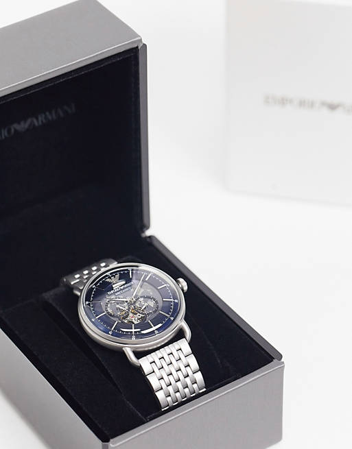 Emporio Armani Aviator Multifunction Blue Dial Silver Mesh Bracelet Watch For Men - AR60024 Buy Now By Emporio Armani