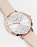 Emporio Armani Kappa Rose Gold & White Dial Beige Nude Leather Strap Watch For Women - AR2510 Buy Now By Emporio Armani