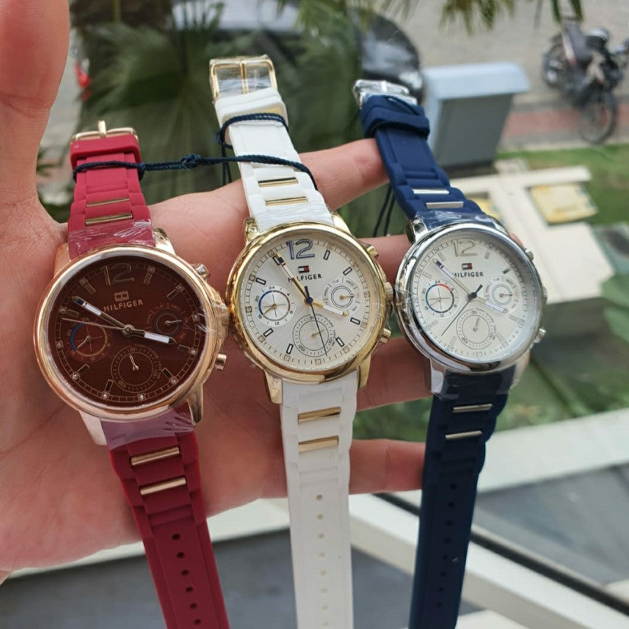 Tommy Hilfiger Claudia Red Dial Two Tone Steel Strap Watch for Women - 1781744 Buy Now By Tommy Hilfiger