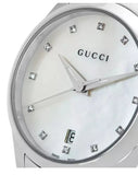 Gucci G Timeless Diamonds Mother of Pearl Dial Silver Steel Strap Watch For Women - YA126542 Buy Now By Gucci