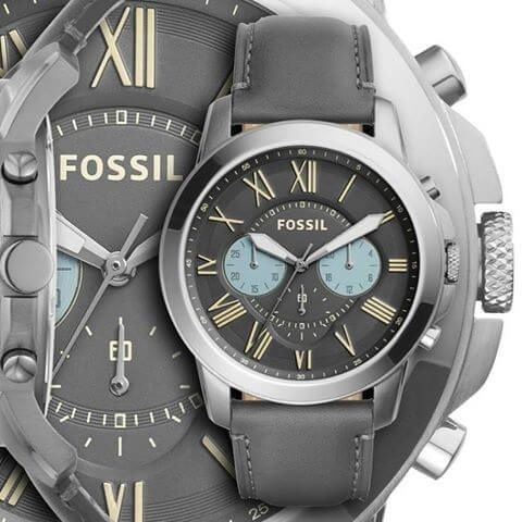 Fossil Grant Chronograph Gunmetal Grey Dial Grey Leather Strap Watch for Men - FS5183 Buy Now By Fossil