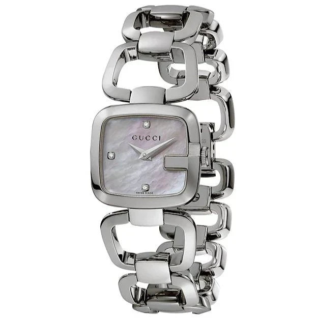 Gucci G Gucci Diamonds Mother of Pearl Dial Silver Steel Strap Watch For Women - YA125502 Buy Now By Gucci