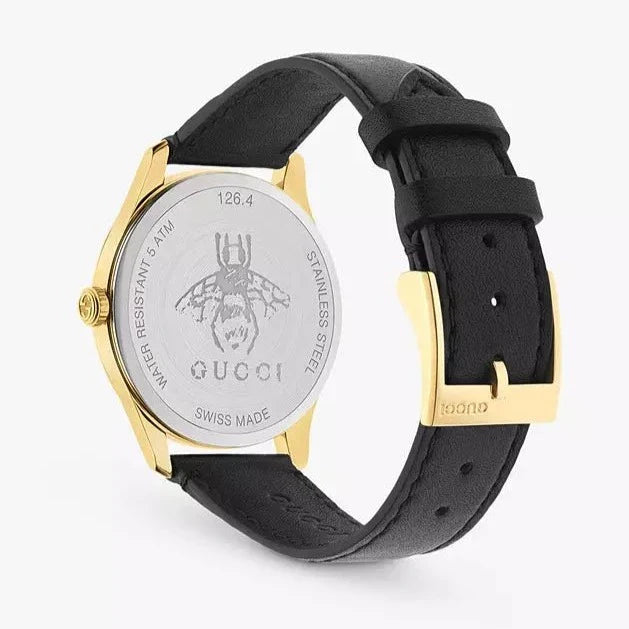 Gucci G-Timeless Mother of Pearl Dial Black Leather Strap Watch For Women - YA126589 Buy Now By Gucci