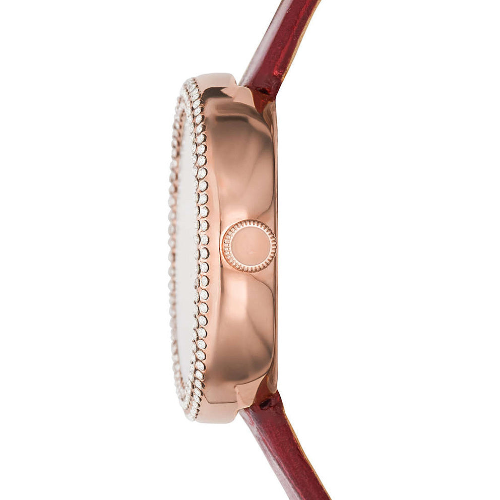 Emporio Armani Rosa Two Hand White Dial Red Leather Strap Watch For Women - AR11357 Buy Now By Emporio Armani