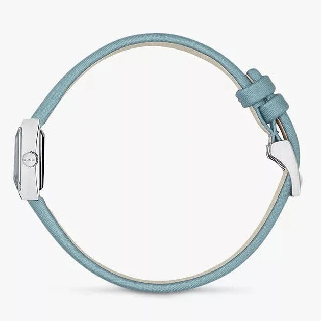 Gucci G-Frame Pastel Blue Mother of Pearl Dial Blue Leather Strap Watch For Women - YA128531 Buy Now By Gucci