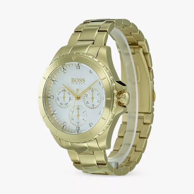 Hugo Boss Premiere White Dial Gold Steel Strap Watch for Women - 1502445 Buy Now By Hugo Boss