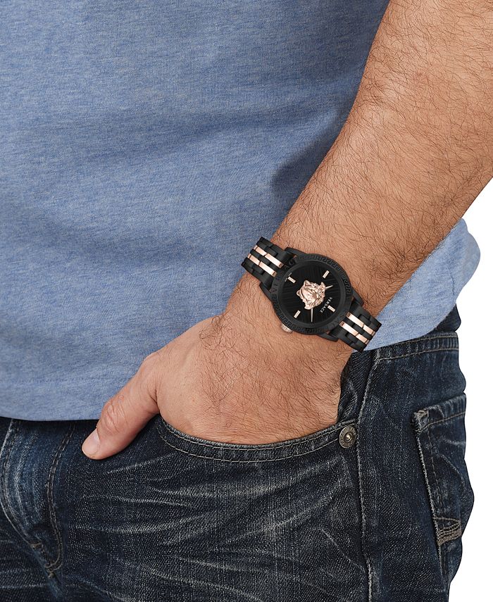 Versace Palazzo Empire Black Dial Two Tone Steel Strap Watch for Men - VERD00618 Buy Now By Versace