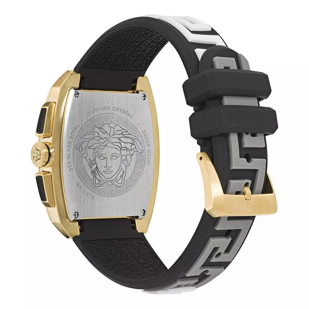 Versace Dominus Chronograph Gold Dial Black Silicone Strap Watch For Men - VE6H00223 Buy Now By Versace