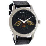 Gucci G Timeless Bee Black Dial Black Leather Strap Watch For Women - YA1264067 Buy Now By Gucci