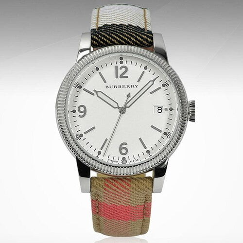 Burberry Utilitarian White Dial Multicolor Leather Strap Watch for Women - BU7824 Buy Now By Burberry