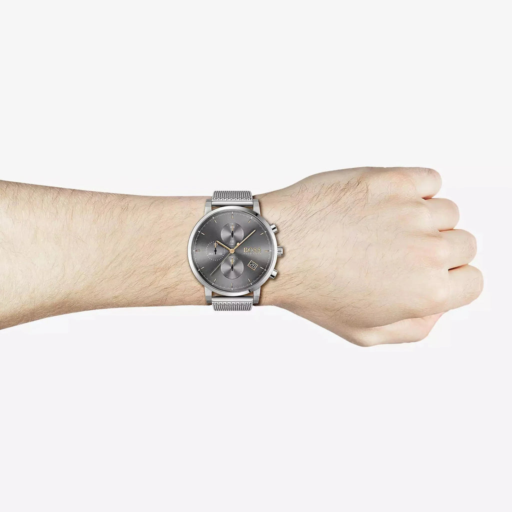 Hugo Boss Integrity Grey Dial Silver Mesh Bracelet Watch for Men - 1513807 Buy Now By Hugo Boss