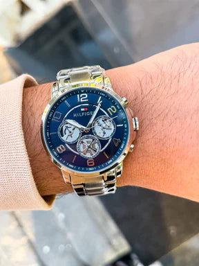 Tommy Hilfiger Keagan Blue Dial Silver Steel Strap Watch for Men - 1791293 Buy Now By Tommy Hilfiger