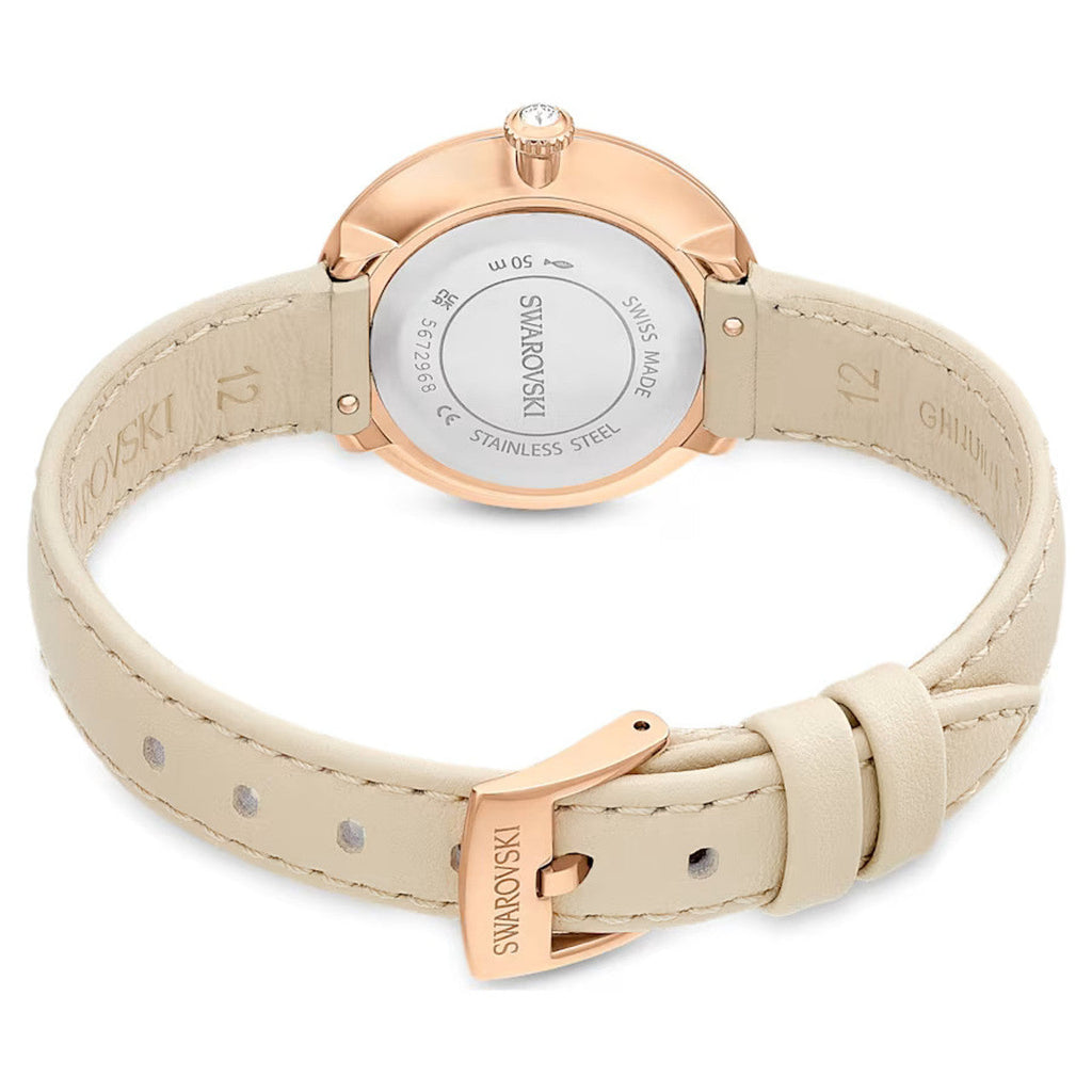 Swarovski Certa Crystals Silver Dial Beige Leather Strap Watch for Women - 5672968 Buy Now By Swarovski