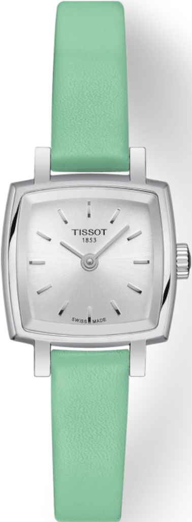 Tissot T Lady Lovely Square Silver Dial Light Green Leather Strap Watch for Women - T058.109.16.031.01 Buy Now By Tissot