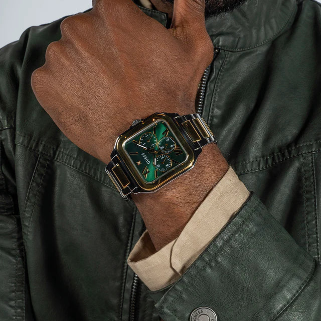 Guess Dress Chronograph Multifunction Green Dial Two Tone Steel Strap Watch For Men - GW0631G1 Buy Now By Guess