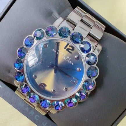 Marc Jacobs Amy Purple Dial Black Steel Strap Watch for Women - MBM3224 Buy Now By Marc Jacobs