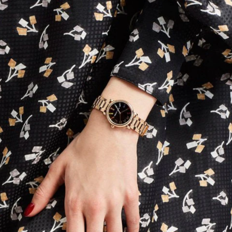 Marc Jacobs Roxy Black Dial Rose Gold Steel Strap Watch for Women - MJ3569 Buy Now By Marc Jacobs