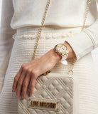 Guess Heiress Diamonds Gold Dial White Rubber Strap Watch for Women - GW0407L2 Buy Now By Guess