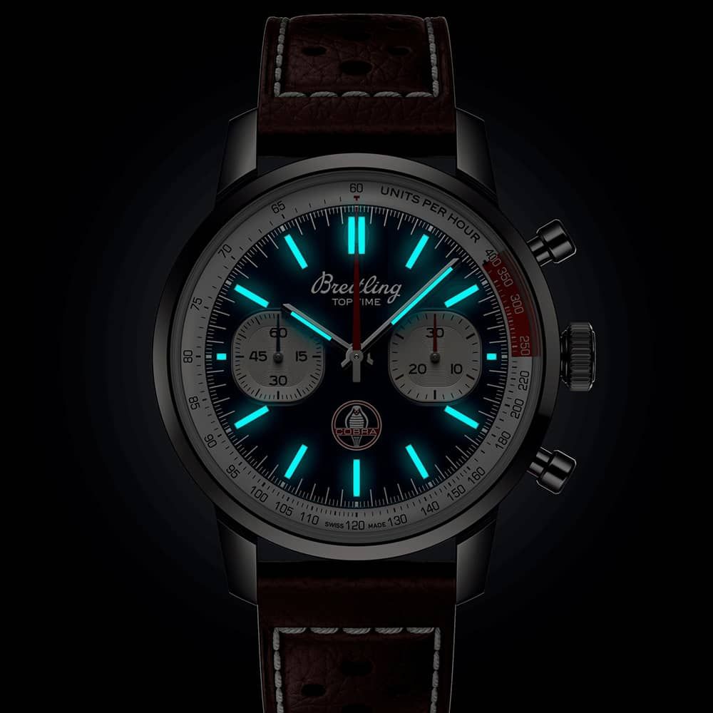 Breitling Top Time B01 Shelby Cobra Blue Dial Brown Leather Strap Watch for Men - AB01763A1C1X1 Buy Now By Breitling