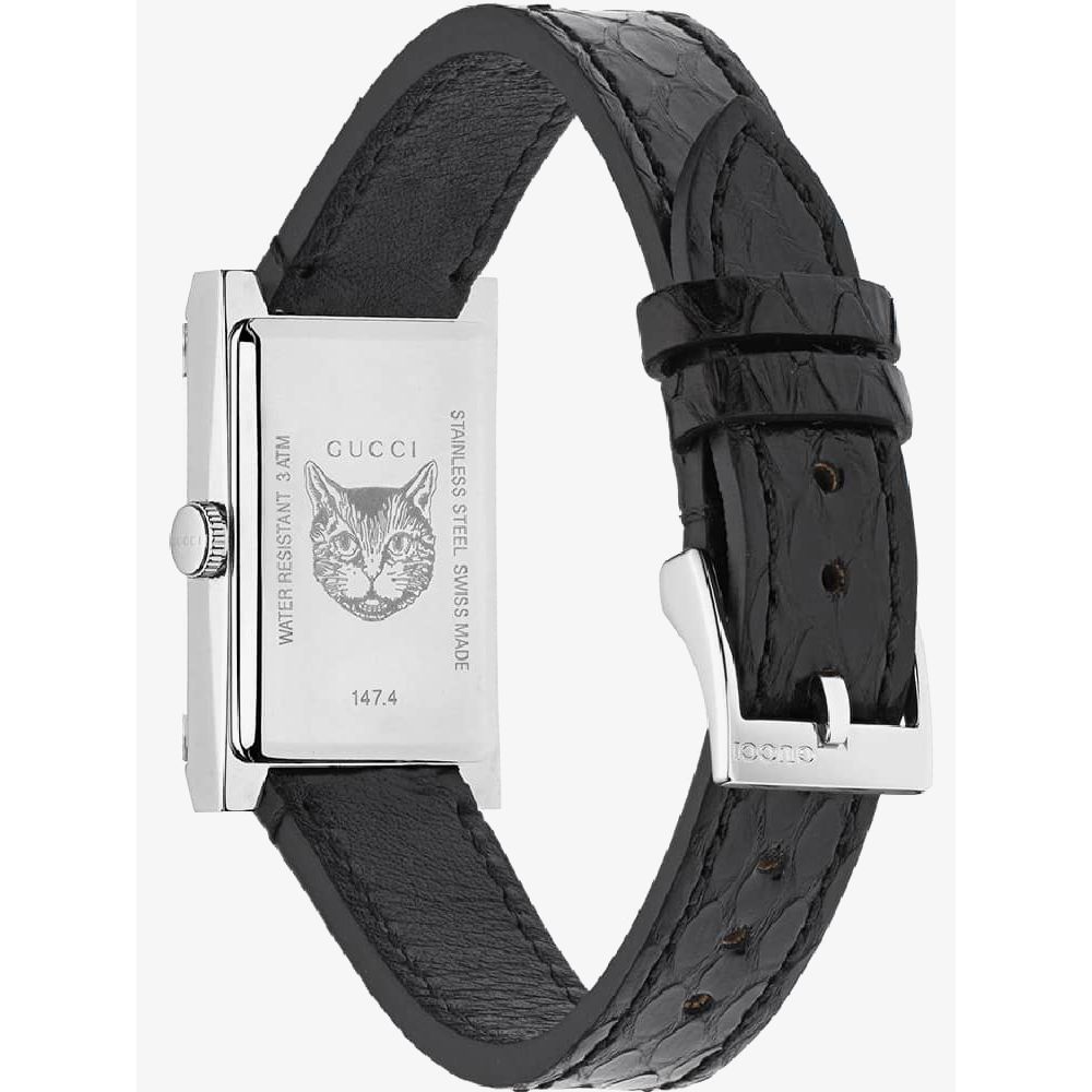 Gucci G-Frame Mother of Pearl Green & Red Dial Black Leather Strap Watch For Women - YA147403 Buy Now By Gucci