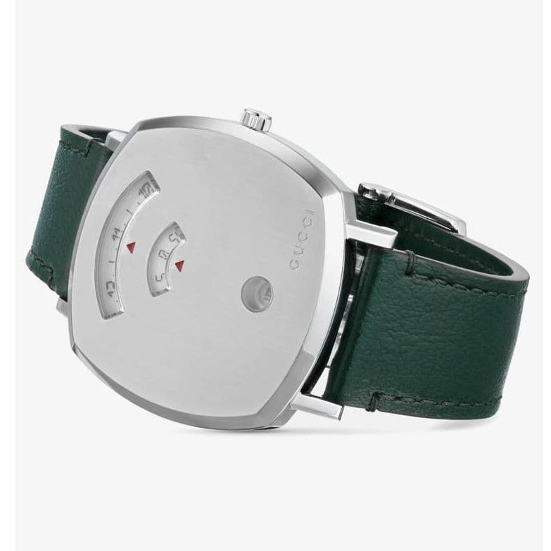 Gucci Grip Silver Dial Green Leather Strap Unisex Watch - YA157412 Buy Now By Gucci
