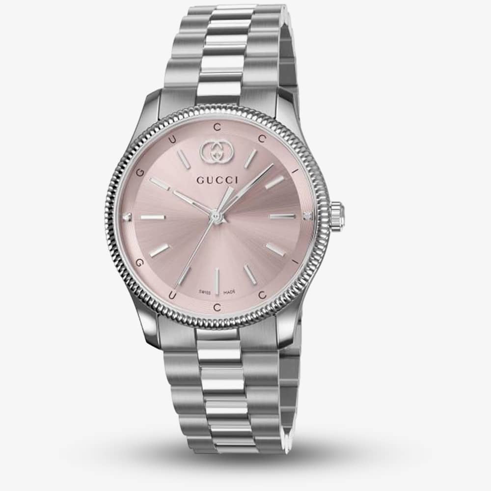 Gucci G Timeless Quartz Pink Dial Silver Steel Strap Watch for Women - YA1265061 Buy Now By Gucci