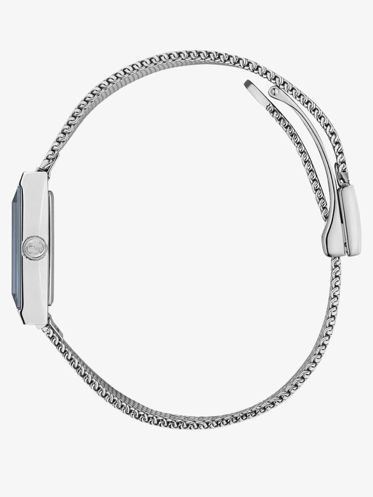 Gucci G Frame Quartz Diamonds Green & Red Mother of Pearl Dial Silver Mesh Bracelet Watch For Women - YA147510 Buy Now By Gucci