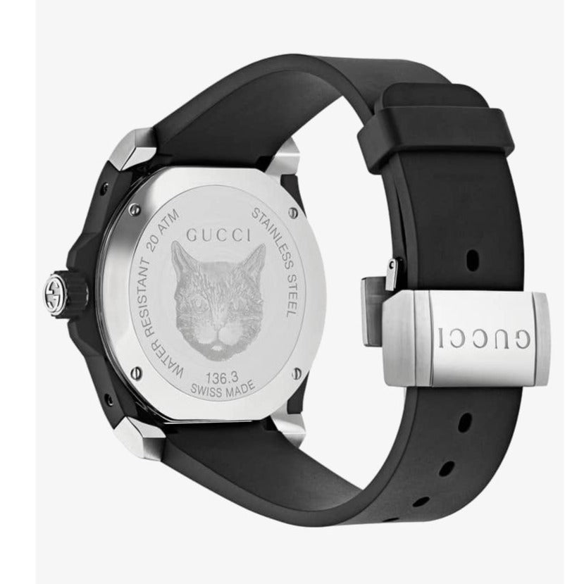 Gucci Dive Feline Black Dial Black Rubber Strap Watch For Men - YA136320 Buy Now By Gucci