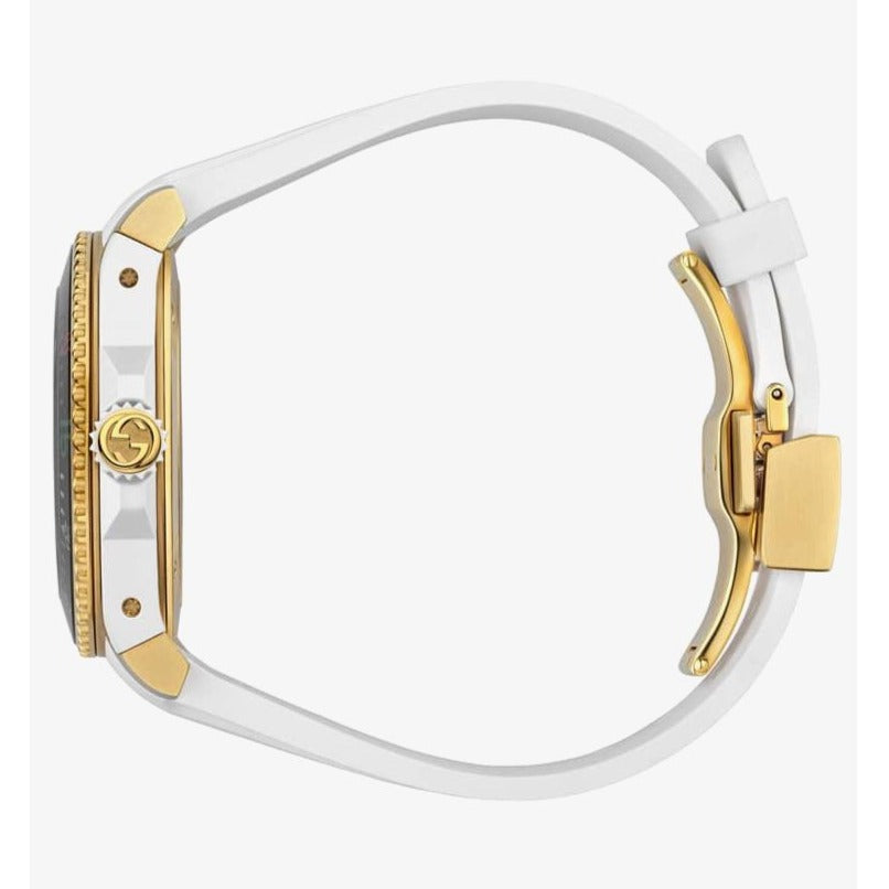 Gucci Dive Quartz White Dial White Rubber Strap Unisex Watch - YA136322 Buy Now By Gucci