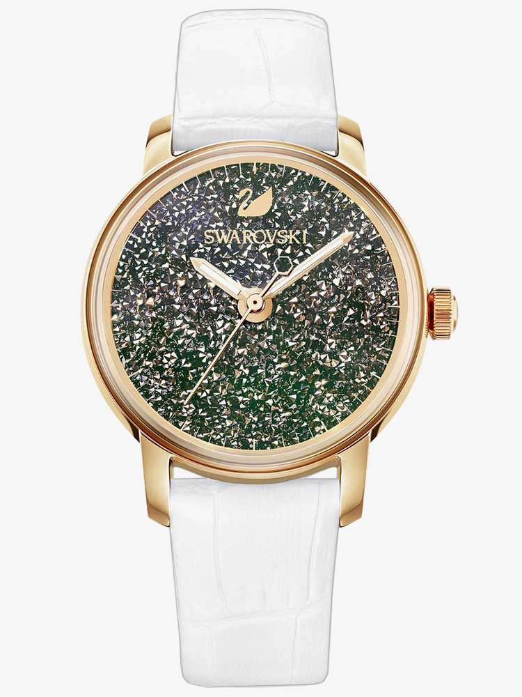 Swarovski Crystalline Hours Quartz Grey Dial Black Leather Strap Watch for Women - 5344635 Buy Now By Swarovski