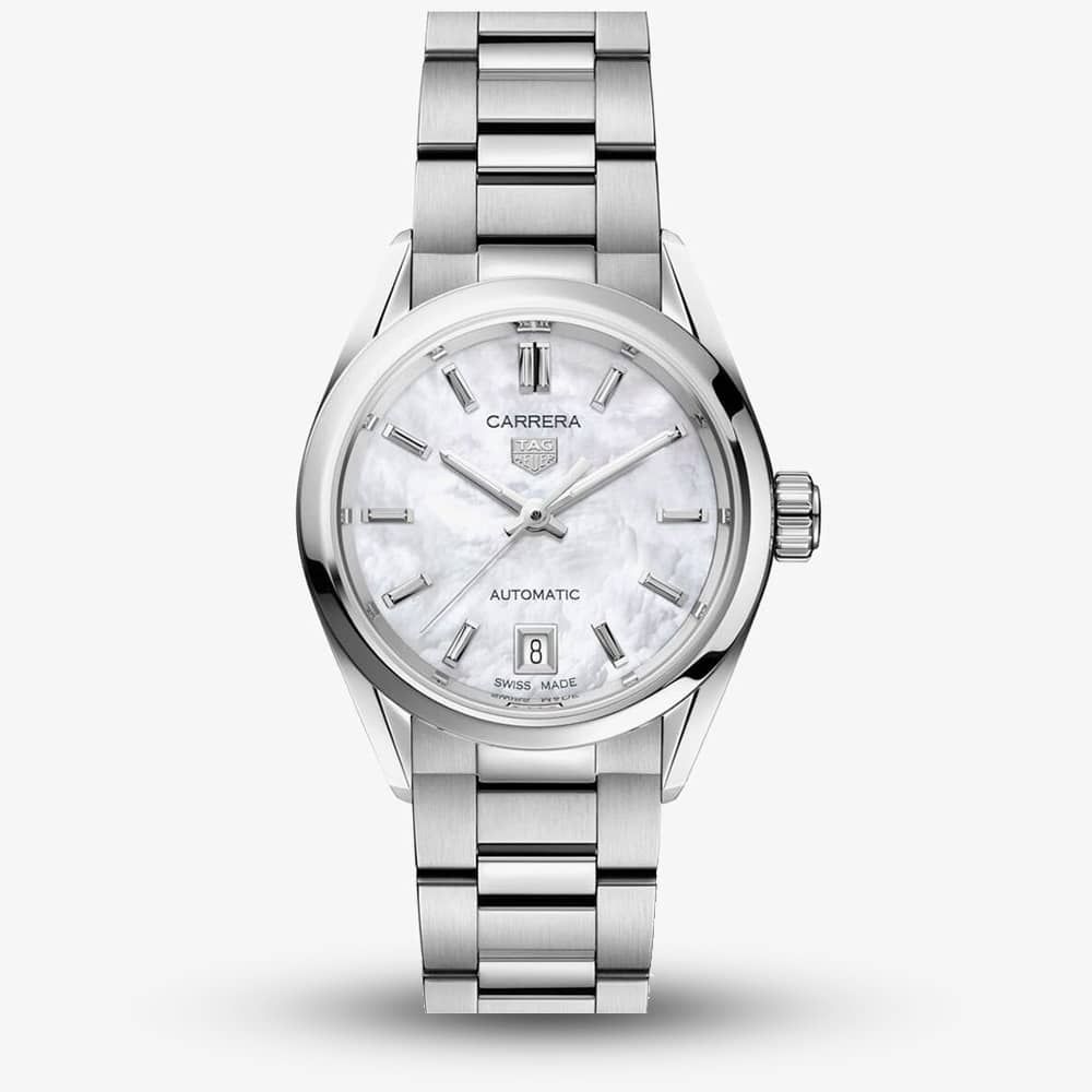 Tag Heuer Carrera Mother of Pearl Dial Silver Steel Strap Watch for Women - WBN2410.BA0621 Buy Now By Tag Heuer