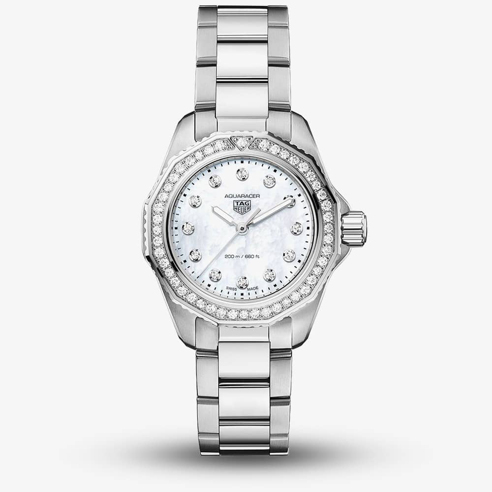 Tag Heuer Aquaracer Professional 200 Quartz Diamond Mother of Pearl Dial Silver Steel Strap Watch for Women - WBP1417.BA0622 Buy Now By Tag Heuer