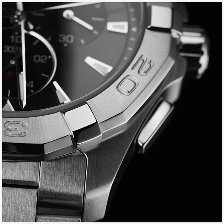 Tag Heuer Aquaracer Quartz Chronograph Black Dial Silver Steel Strap Watch for Men - CAY1110.BA0927