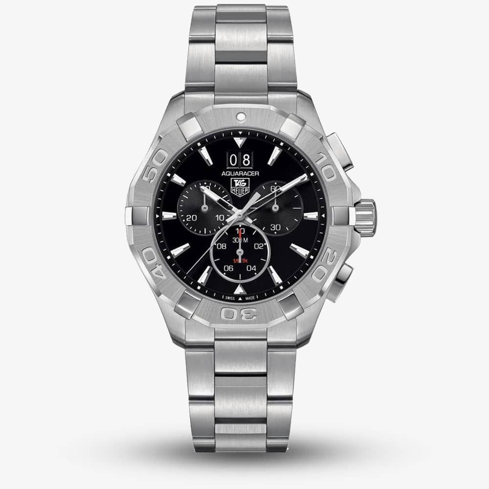 Tag Heuer Aquaracer Chronograph Black Dial Silver Steel Strap Watch for Men - CAY1110.BA0927 Buy Now By Tag Heuer