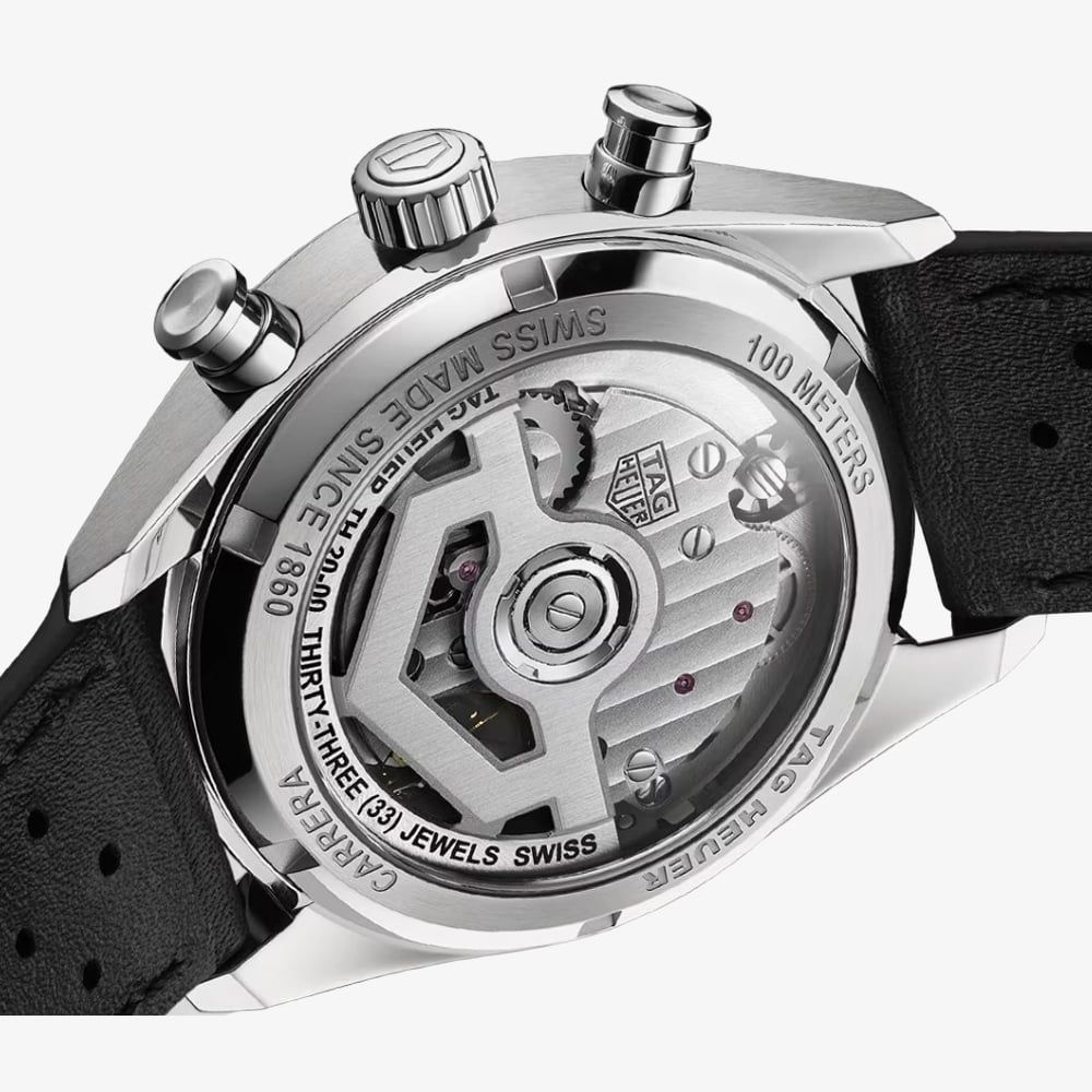 Tag Heuer Carrera Automatic Chronograph Black Dial Black Leather Strap Watch for Men - CBS2210.FC6534 Buy Now By Tag Heuer