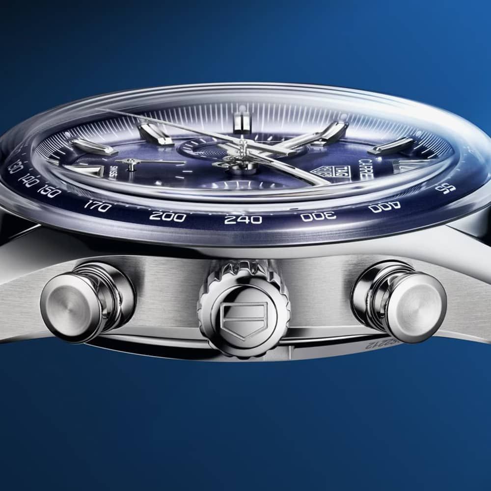 Tag Heuer Carrera Chronograph Blue Dial Blue Leather Strap Watch for Men - CBS2212.FC6535 Buy Now By Tag Heuer