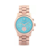 Michael Kors Runway Chronograph Turquoise Dial Rose Gold Steel Strap Watch For Women - MK6164 Buy Now By Michael Kors