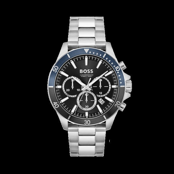 Hugo Boss Troper Chronograph Black Dial Silver Steel Strap Watch For Men - 1514101 Buy Now By Hugo Boss