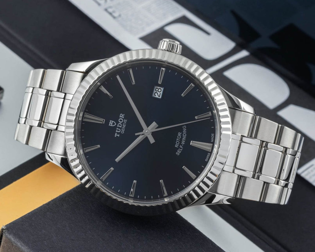 Tudor Style Automatic Black Dial Silver Steel Strap Watch for Men - M12710-0003 Buy Now By Tudor