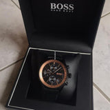 Hugo Boss Grand Prix Chronograph Black Dial Black Leather Strap Watch for Men - 1513550 Buy Now By Hugo Boss