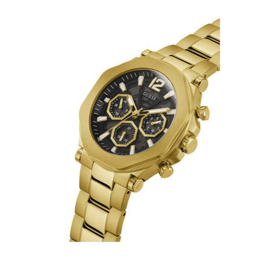 Guess Edge Chronograph Black Dial Gold Steel Strap Watch For Men - GW0539G2 Buy Now By Guess