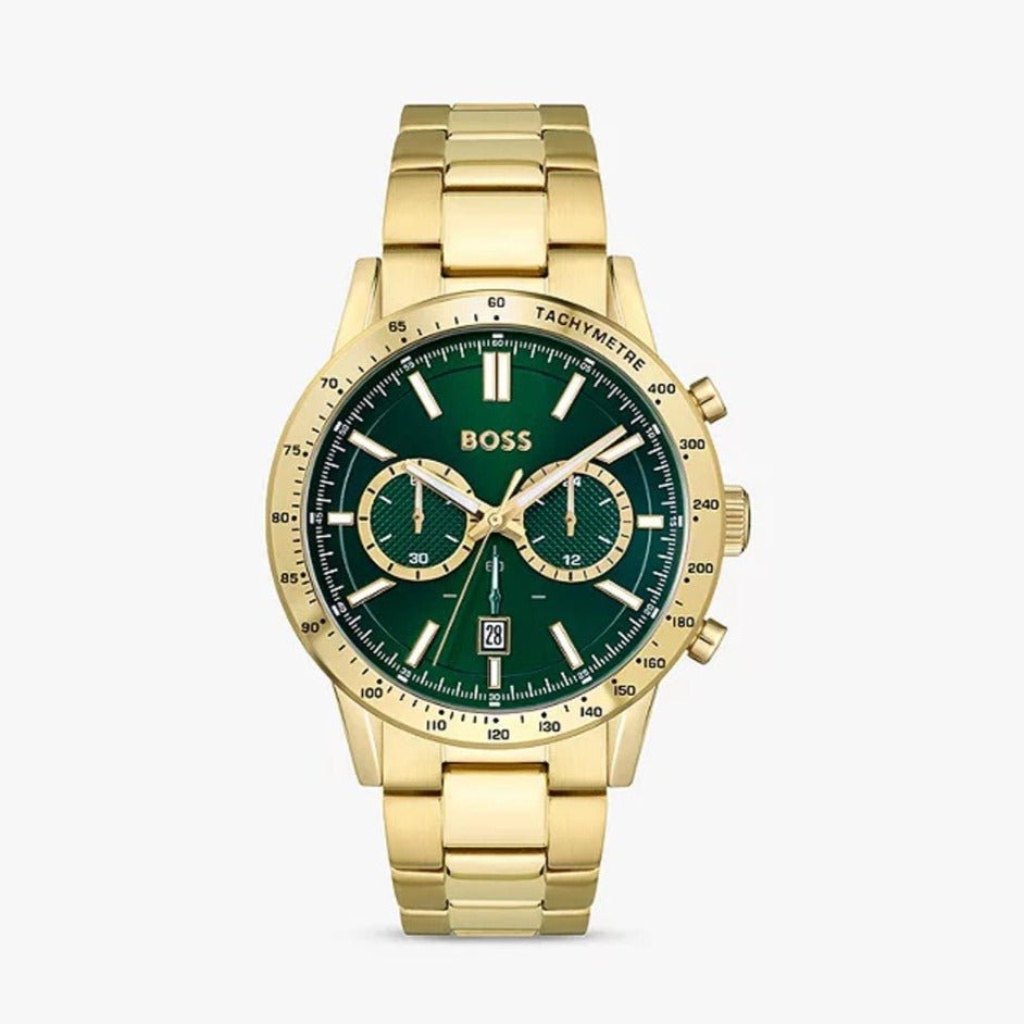 Hugo Boss Allure Chronograph Green Dial Gold Steel Strap Watch for Men - 1513923 Buy Now By Hugo Boss
